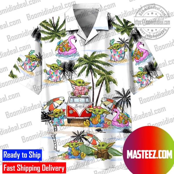 Star Wars Baby Yoda Flamingo Tropical Beach Hawaiian Shirt