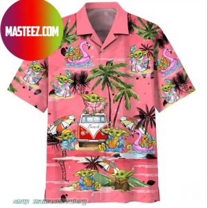 Star Wars Disney Baby Yoda Pink Hawaiian Shirt