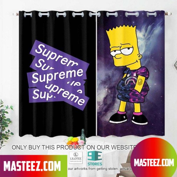 Supreme Bart Simpson Purple Galaxy Windown Curtain