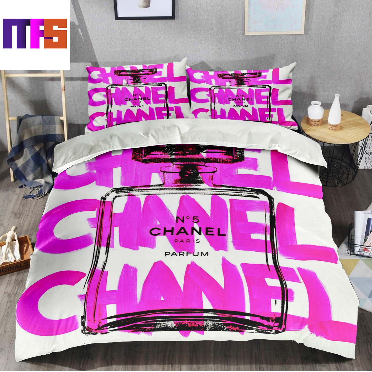 Cheap Hot Pink Chanel Logo Chanel Bed Spread Set Coco Chanel Bedroom Set   Rosesy