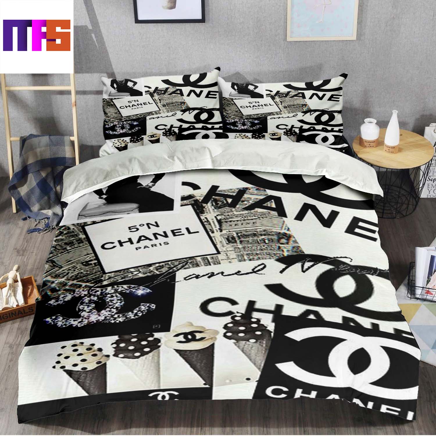 Chanel All Scences Of Chanel Bedding Set Queen - Masteez