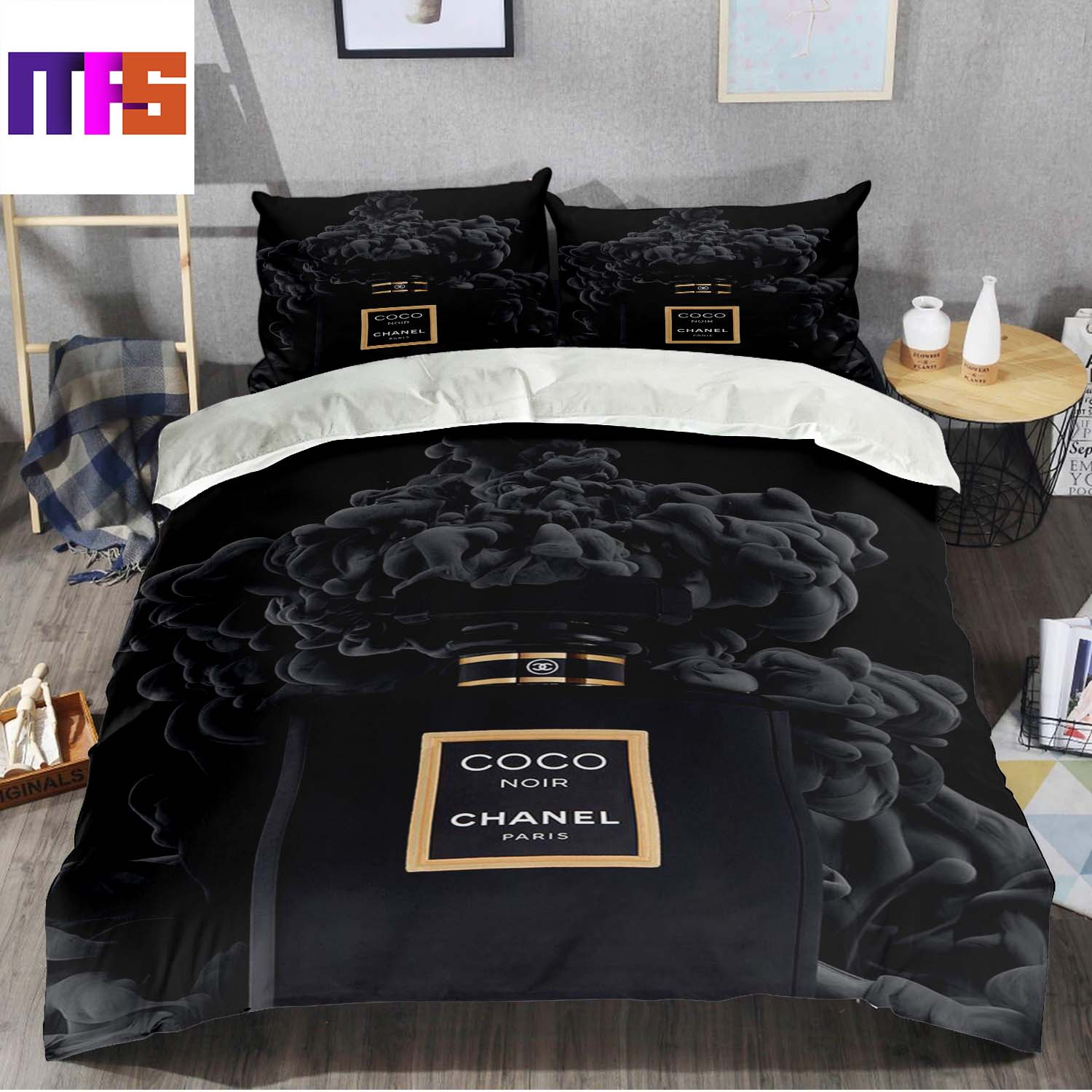 Cheap Leopard Chanel Logo Bedding Set Chanel Bed Spread Coco Chanel  Bedroom Set  Rosesy
