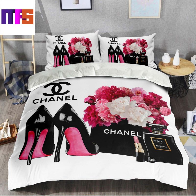 Chanel Bedding Set Comfortable Durable 4 Colors Pink Gray Gold Black   Arad Branding