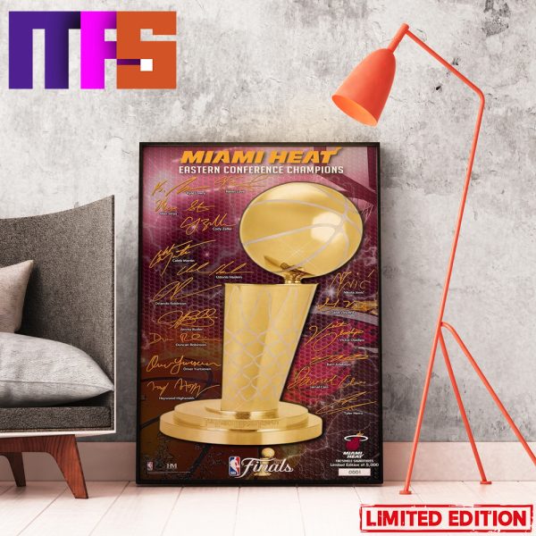 Miami Heat Highland 2023 Eastern Conference Champions Signature Trophy Home Decor Poster-Canvas