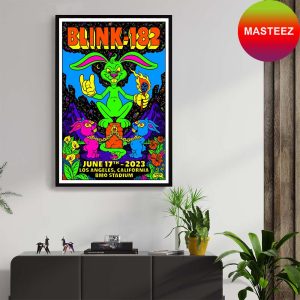 Blink-182 Los Angeles Night 2 Event June 17 2023 BMO Stadium Colorful Art Poster Canvas