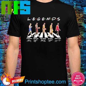 Legends Stephen Curry Lebron James Magic Johnson Kobe Bryant And Michael Jordan Abbey Road Signatures Trending T-Shirt Legends Stephen Curry Lebron James Magic Johnson Kobe Bryant And Michael Jordan Abbey Road Signatures Trending T-Shirt