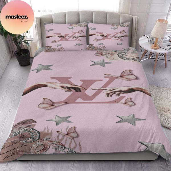 Louis Vuitton Pink Pattern Comforter Bedding Set - Masteez