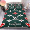 Louis Vuitton X Supreme Queen Bedding Set