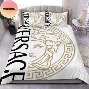 Versace Golden Logo White Back Luxury King Bedding Set Versace Golden Logo White Back Luxury King Bedding Set