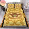 Versace Golden Logo With Black Flames King Bedding Set