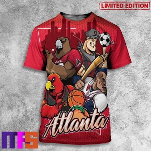 Atlanta Falcons x Atlanta Braves x Atlanta Hawks x Atlanta United FC Art By Eric Poole 3D T-Shirt