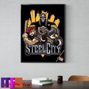 Pittsburgh Steelers x Pittsburgh Penguins x Pittsburgh Pirates art by Eric Poole Home Decor Poster Canvas