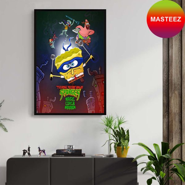 SpongeBob x Teenage Mutant Ninja Turtle Magic Conch Mayhem New Poster Canvas