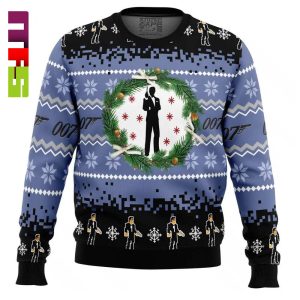007 James Bond On Purple Background Christmas Ugly Sweater 2023