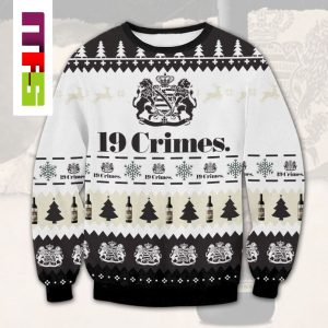 19 Crimes On Black And White Background Christmas Ugly Sweater 2023