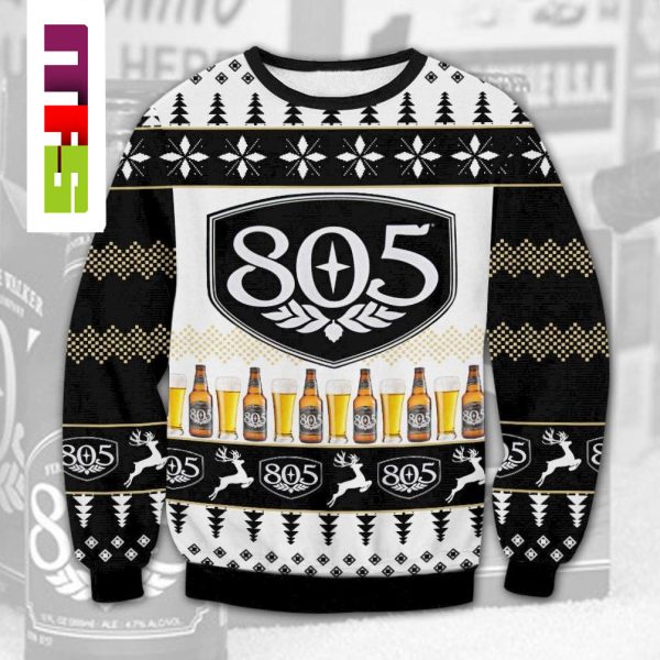 805 Beer On Black And White Background Christmas Ugly Sweater 2023