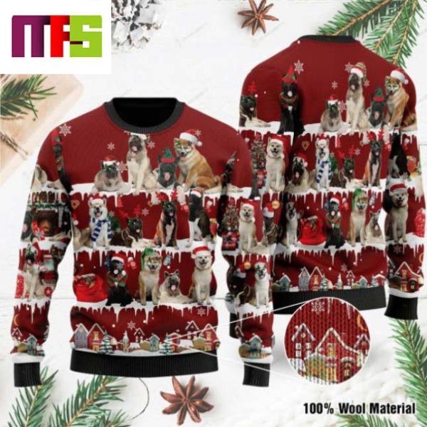 Akita And Friends Funny Christmas Ugly Sweater 2023