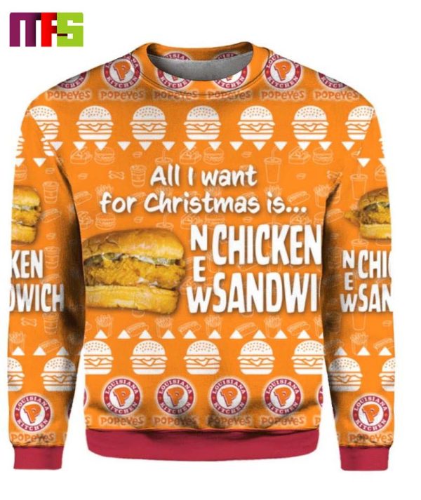 All I Need For Christmas Is New Chicken Sandwich Xtmas Ugly Sweater 2023