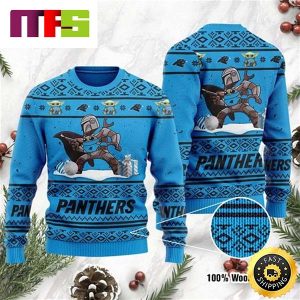 Baby Yoda Boba Fett The Mandalorian Carolina Panthers Cute Funny Best For 2023 Holiday Christmas Ugly Sweater