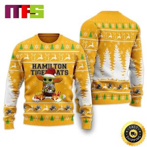 Baby Yoda Hamilton Tiger Cats Cute Funny Best For 2023 Holiday Christmas Ugly Sweater