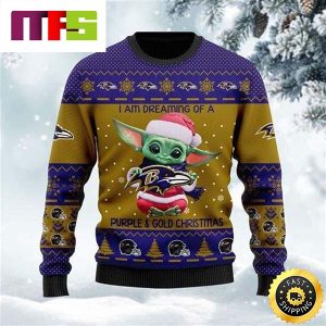 Baby Yoda I Am Dreaming Of A Purple And Gold Christmas Cute Funny Best For 2023 Holiday Christmas Ugly Sweater Baby Yoda I Am Dreaming Of A Purple And Gold Christmas Cute Funny Best For 2023 Holiday Christmas Ugly Sweater