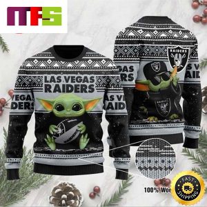 Baby Yoda Las Vegas Raiders Cute Funny Best For 2023 Holiday Christmas Ugly Sweater