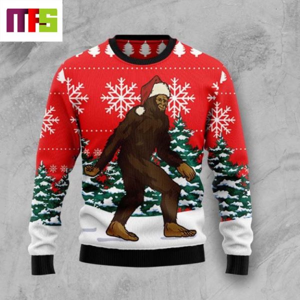 Bigfoot In The Jungle Funny Christmas Ugly Sweater 2023