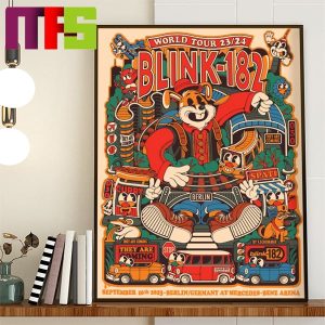 Blink 182 World Tour 23 24 At Mercedes Benz Arena Berlin Germany On September 16th 2023 Home Decor Poster Canvas