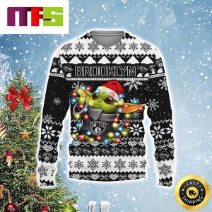 Brooklyn Nets Baby Yoda Star Wars Cute Funny Best For 2023 Holiday Christmas Ugly Sweater
