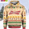 Budweiser Beer Logo On Yellow Background Christmas Ugly Sweater 2023