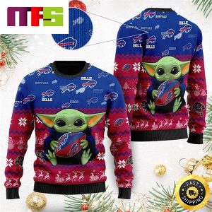 Buffalo Bills Baby Yoda For NFL Fans Cute Funny Best For 2023 Holiday Christmas Ugly Sweater