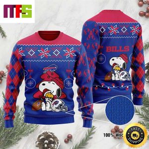 Buffalo Bills Snoopy And Woodstock Cute Funny Best For 2023 Holiday Christmas Ugly Sweater