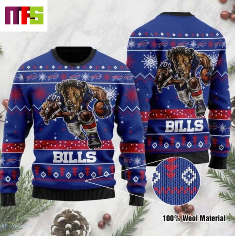 Buffalo Bills With Blue Background Christmas Ugly Sweater 2023 - Masteez