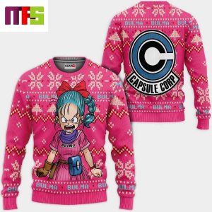 Bulma And Capsule Corp Logo Anime Dragon Ball Christmas Ugly Sweater 2023