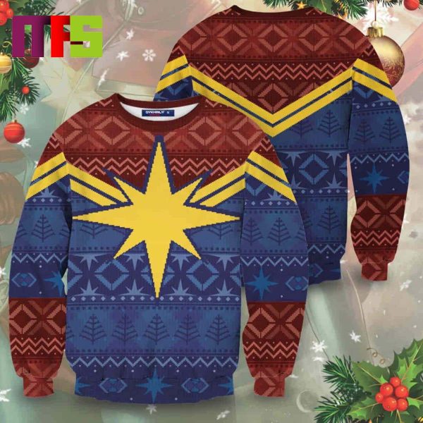 Captain Marvel Protector Of Skies Christmas Ugly Sweater 2023