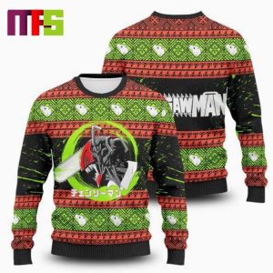 Chainsawman Anime On Black And Green Christmas Ugly Sweater 2023