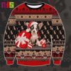 Chihuahua With Santa Hat On Red Background Christmas Ugly Sweater 2023