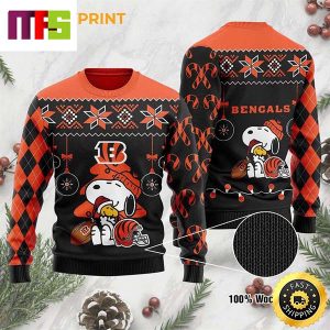 Cincinnati Bengals Peanuts Snoopy Woodstock Cute Funny Best For 2023 Holiday Christmas Ugly Sweater