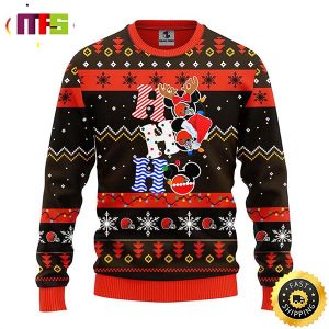 Cleveland Browns HoHoHo Mickey Disney Funny Cute Best For 2023 Holiday Christmas Ugly Sweater Cleveland Browns HoHoHo Mickey Disney Funny Cute Best For 2023 Holiday Christmas Ugly Sweater