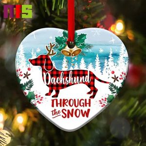 Dachshund Dog Through The Snow Christmas Tree Decorations 2023 Unique Custom Shape Xmas Ornament
