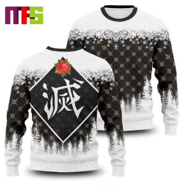 Demon Slayer Corps On Black Background Christmas Ugly Sweater 2023