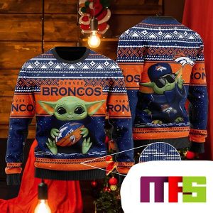 Denver Broncos Baby Yoda Cute Funny Best For 2023 Holiday Christmas Ugly Sweater