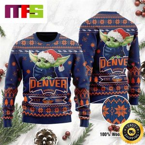 Denver Broncos Cute Baby Yoda Grogu Cute Funny Best For 2023 Holiday Christmas Ugly Sweater