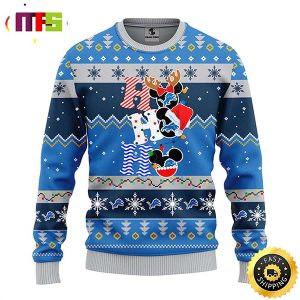 Detroit Lions HoHoHo Mickey Disney Funny Cute Best For 2023 Holiday Christmas Ugly Sweater