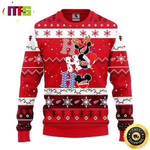 Detroit Red Wings Hohoho Mickey Disney Funny Cute Best For 2023 Holiday Christmas Ugly Sweater