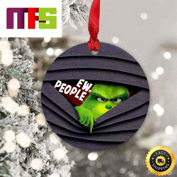 Ew People Grinch Sneak A Peek Through The Curtains Funny Christmas Ornaments 2023