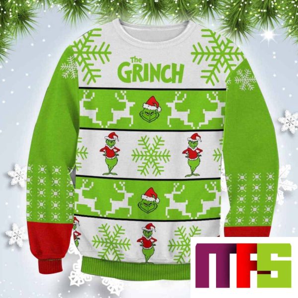 Funny Grinch Snowflake Pattern Christmas Ugly Sweater 2023