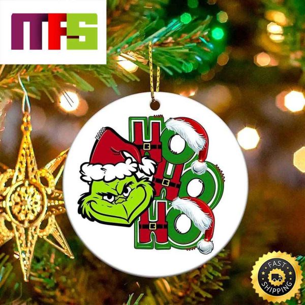 Funny Grinch With Santa Hat And HoHoHo Christmas Ornaments 2023