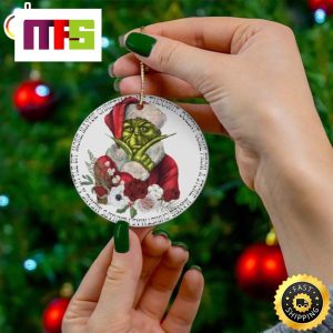 Grinch Hand Holding Mistlestoned Funny Christmas Ornaments 2023