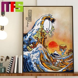 Garfield Great Wave Of Lasagna Japanese Art Style Home Decor Poster Canvas